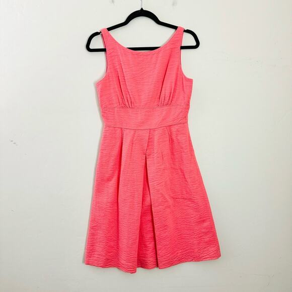 J. Crew Factory Coral Melon Sleeveless Sheath Dress Pockets 4 - Picture 1 of 8